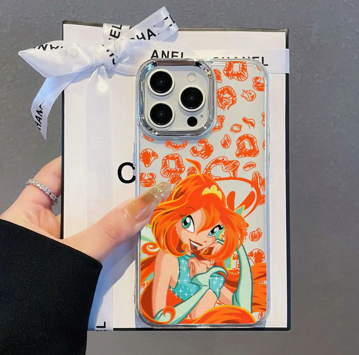 Fashionable Transparent Phone Case with Lovely Ins W-winxs Clubs Design