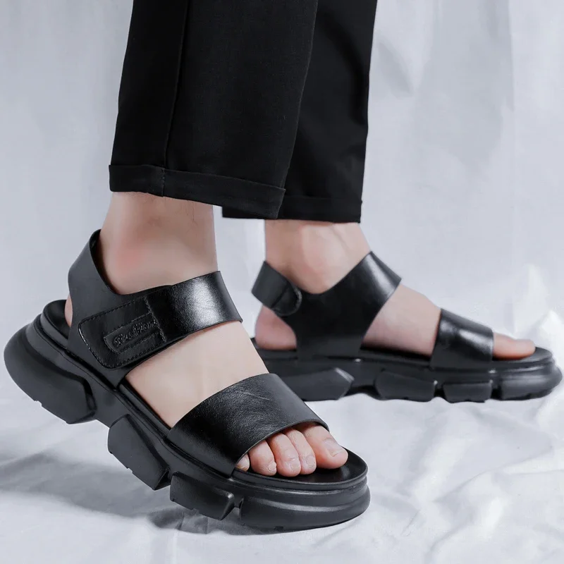 THICK-SOLED SANDALS 55 MM IN SAND YELLOW CALFSKIN
