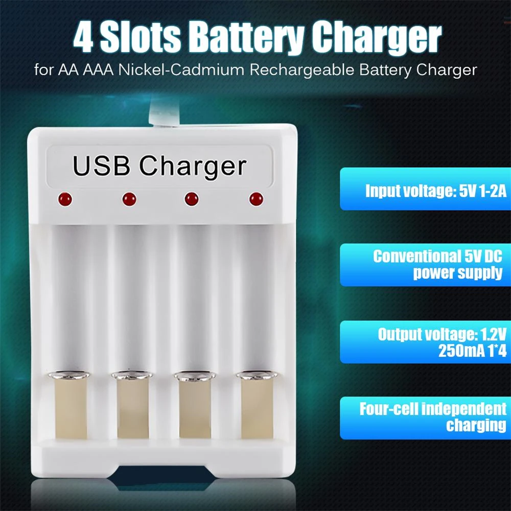 2/3/4 Slot USB Output Battery Charger AA/AAA Battery Quick Charge Rechargeable Charging Tools Adapter