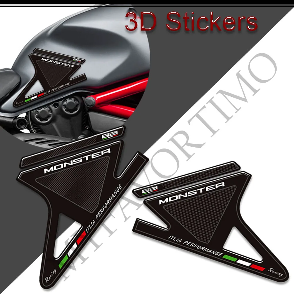 Per Ducati Monster 821 Moto Tank Pad Grips Adesivi Decalcomanie Gas Olio Combustibile Kit Protezione Ginocchio Tankpad