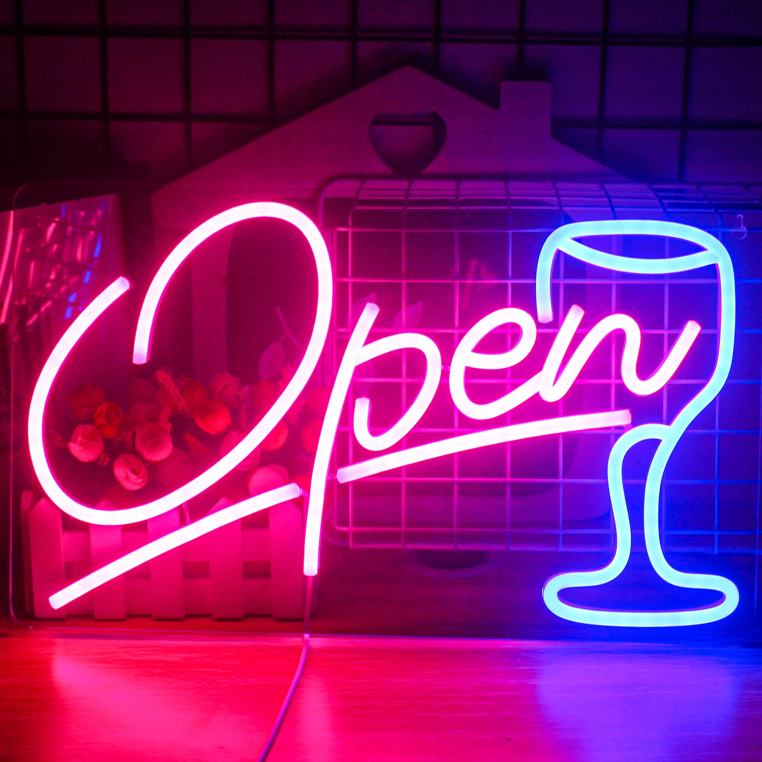 LED Neon Lights Open Wine Glass USB Atmosphere Light Decor Hanging Night Lamp Business Bar Club Coffee Shop Decoration Neon