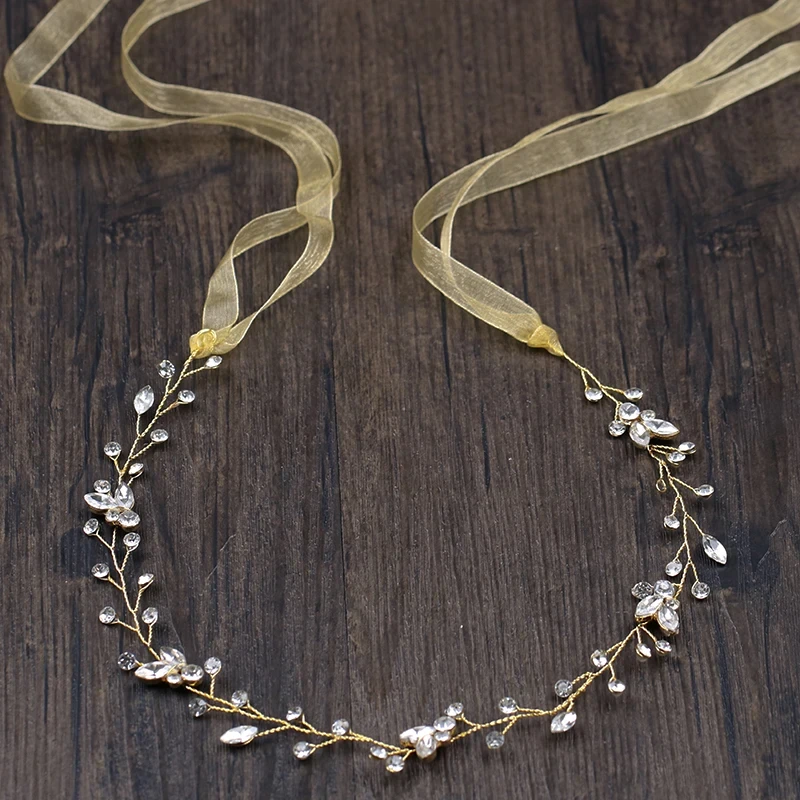 Vintage Gold Silver Color Headbands For Wedding Women Bride Crystal Tiara Hairbands Handmade Hair Jewelry Party Hair Accessories