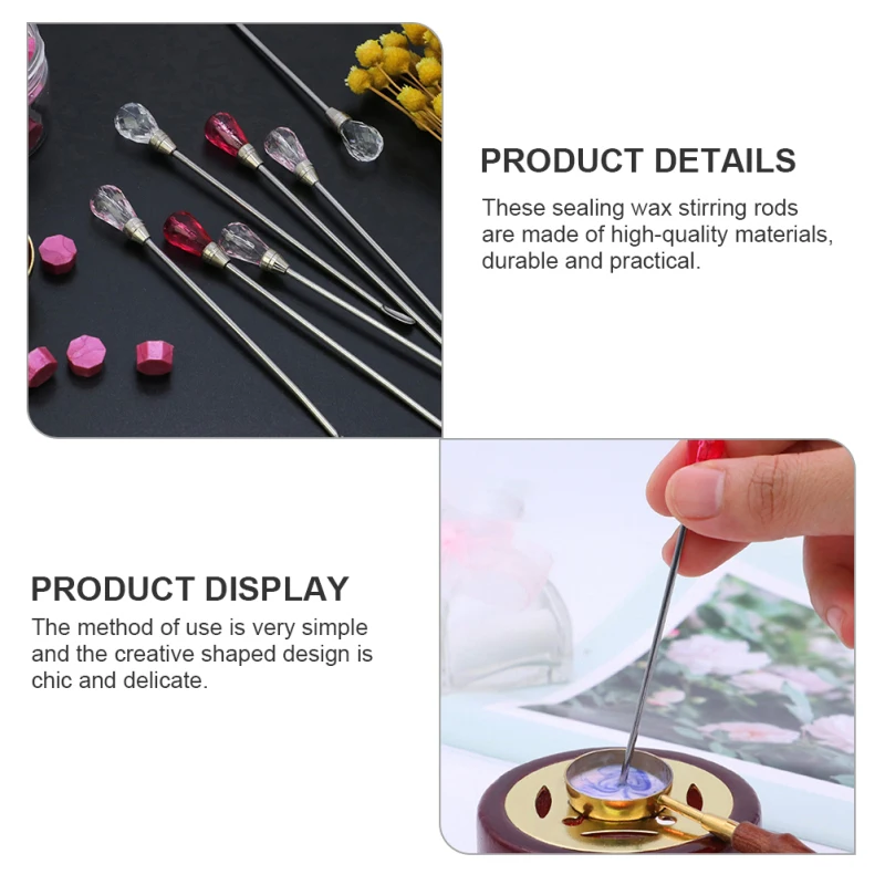 1 Set Sealing Wax Stirring Rod Creative Seal Wax Stirrer Stick Spoon Random Color Fire paint stirring rod sealing wax seal tool