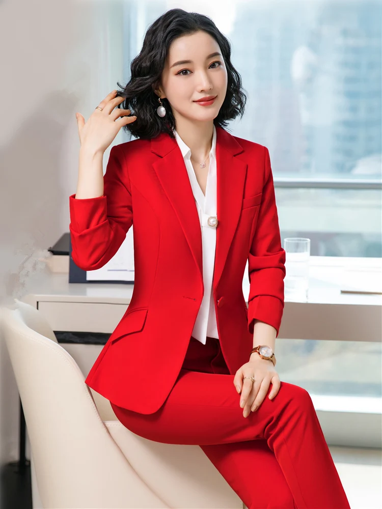 

Women's OL 2 Piece Blazer Set Elegant Uniform Slim Blazer + Pencil Pants Business Interview Suit Set Office Lady Suit
