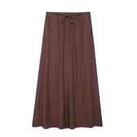 HH Women Casual Loose Midi Skirts Elegant Solid Drawstring A-Line Skirt 2024 Summer Female Fashion Streetwear - Image 5