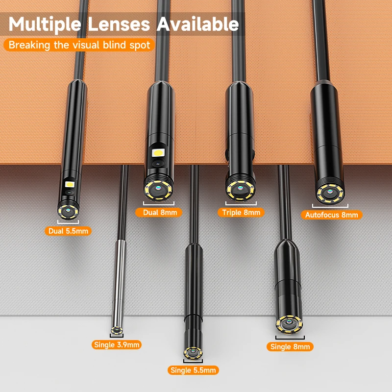 5 ''IPS 스크린 산업용 내시경 자동 초점 카메라 HD1080P 단일 듀얼 트리플 렌즈 비디오 USB 프로브 자동차 검사 내시경