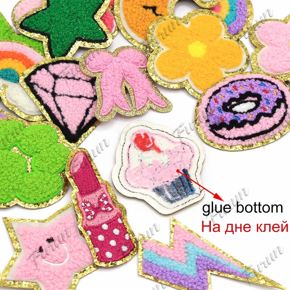 10/20/30Pcs Random Mixing Patches Set Gold Sequin Chenille