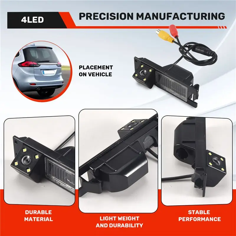 Telecamera posteriore HD 4LED per auto, telecamera di retromarcia per Opel Astra H J Corsa Meriva Zafira Insignia FIAT Buick Reg - immagine 6