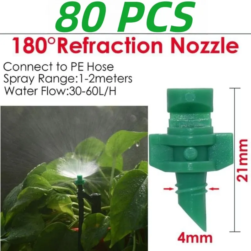 80Pcs 90/180/360 Degree Misting Sprinkler Adjustable Control Valve Switch Greenhouse Fruit Tree Plant Watering System irrigation sprinklers