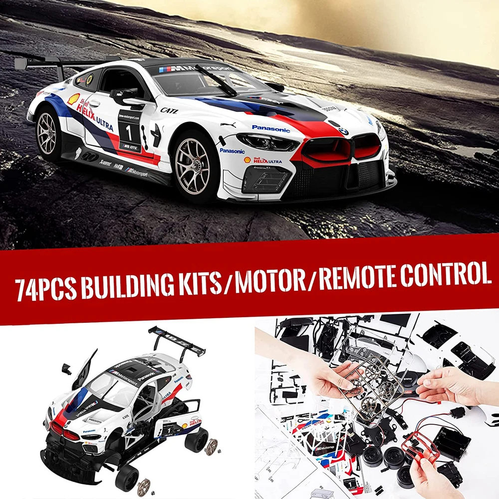Rastar BMW M8 GTE RC Cars Building kit 1:18 Radio Remote Control Car Model Building Block DIY Toys Gift For Kids Adults 2