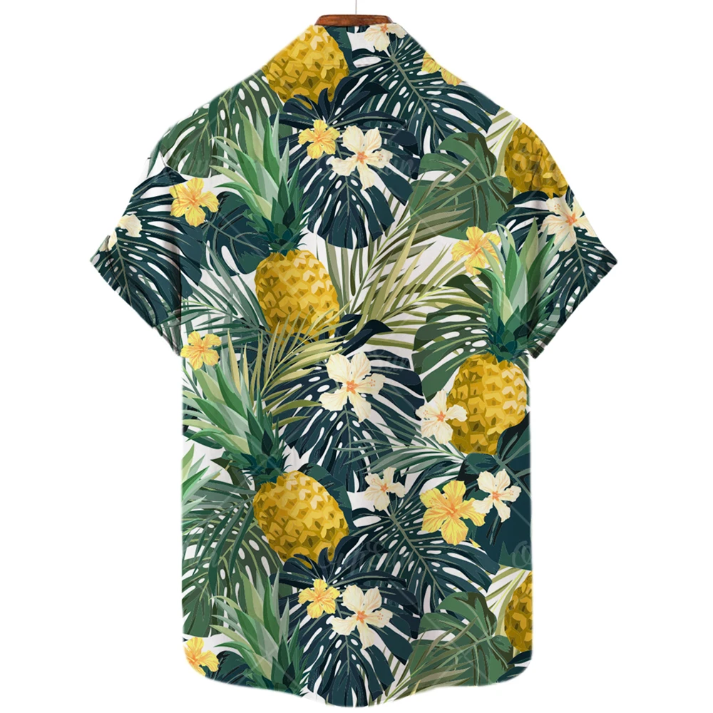 Fruit Printed Hawaiian Shirt men's Summer New Short Sleeved Shirt Outdoor Beach Suit 2024 Casual Breathable men's Clothing 3
