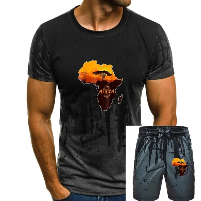 African Savannah Wildlife Safari T-Shirt Africa Map Discount New Fashion  Summer New Arrival Men Short