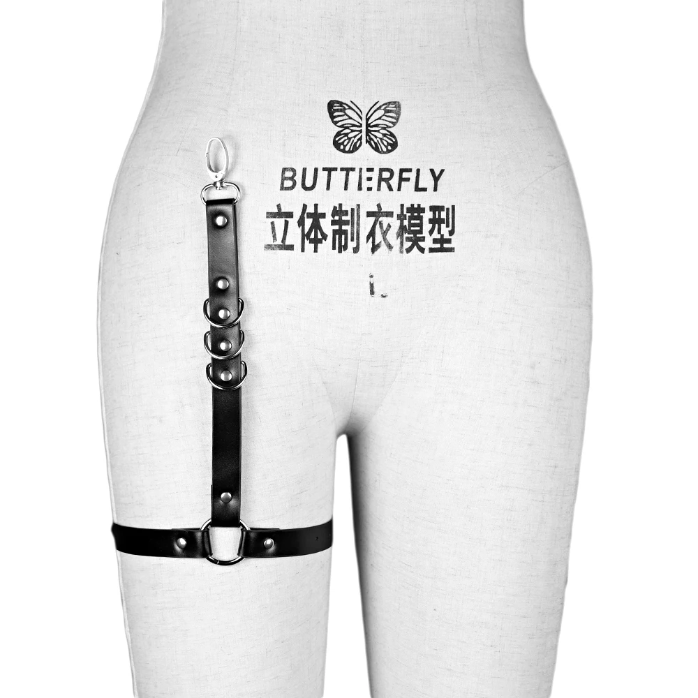 Street Punk Rock Handcrafted Leather Garters Belt Waist Chain Thigh High Suspenders Straps for Shorts Jeans Body Jewelry