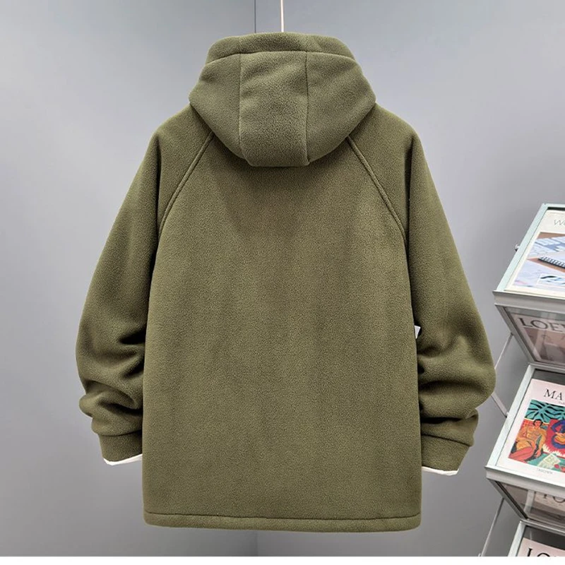 Men autumn winter warm fleece jacket new style extra size hooded fleece and thick zipper sweatshirt oversized 13xl 190kg