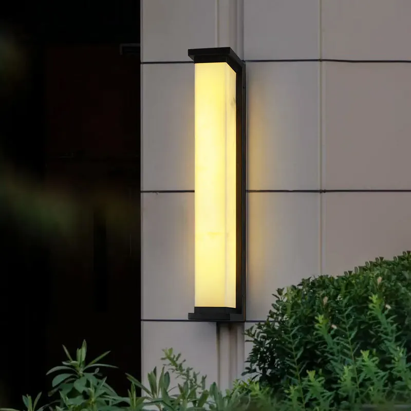 Modern Stainless Steel LED Wall Light Waterproof IP65 85~265V Lmitated Marble Porch Lamp For Outdoor street path sconce Lighting