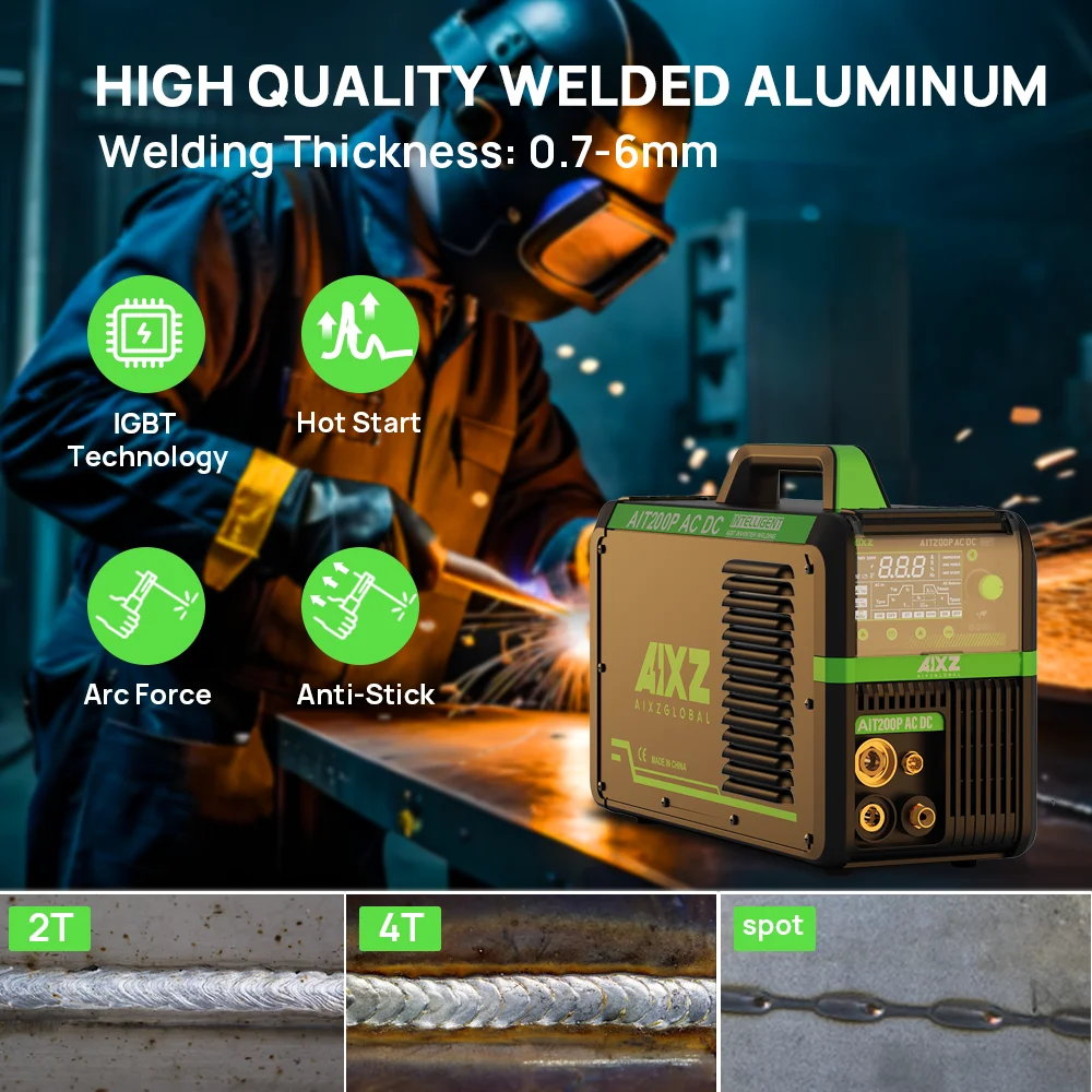 AIXZ 4 in 1 Welding Machine  HF TIG AC DC Welder With Pulse IGBT Inverter MMA Spot TIG Aluminum Cold TIG Welder AIT200P 2