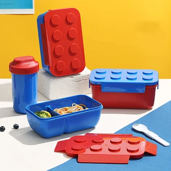 Creative Sealed Lunch Box Color Building Blocks Bento Box For Children's Student Portable Outdoor Picnic Fruit Salad Box 1