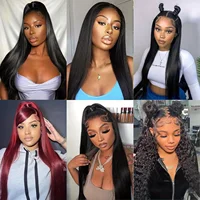 Perruques en cheveux humains lisses, 13x4 13x6, Lace Front Wigs pour femmes, brésiliennes, densité 200, sans colle, Lace Frontal Wigs, noir naturel 5