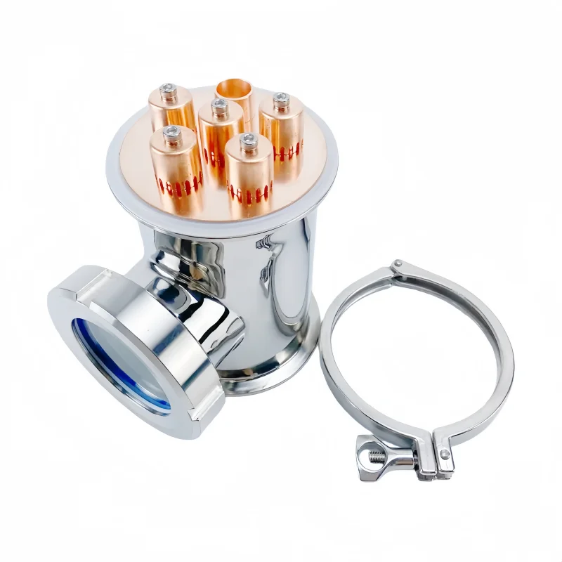 4" Sight Glass Union Tri-Clamp Tee WithCopper Bubble Sectio Distillation Lens Column  FlangeOD119mm