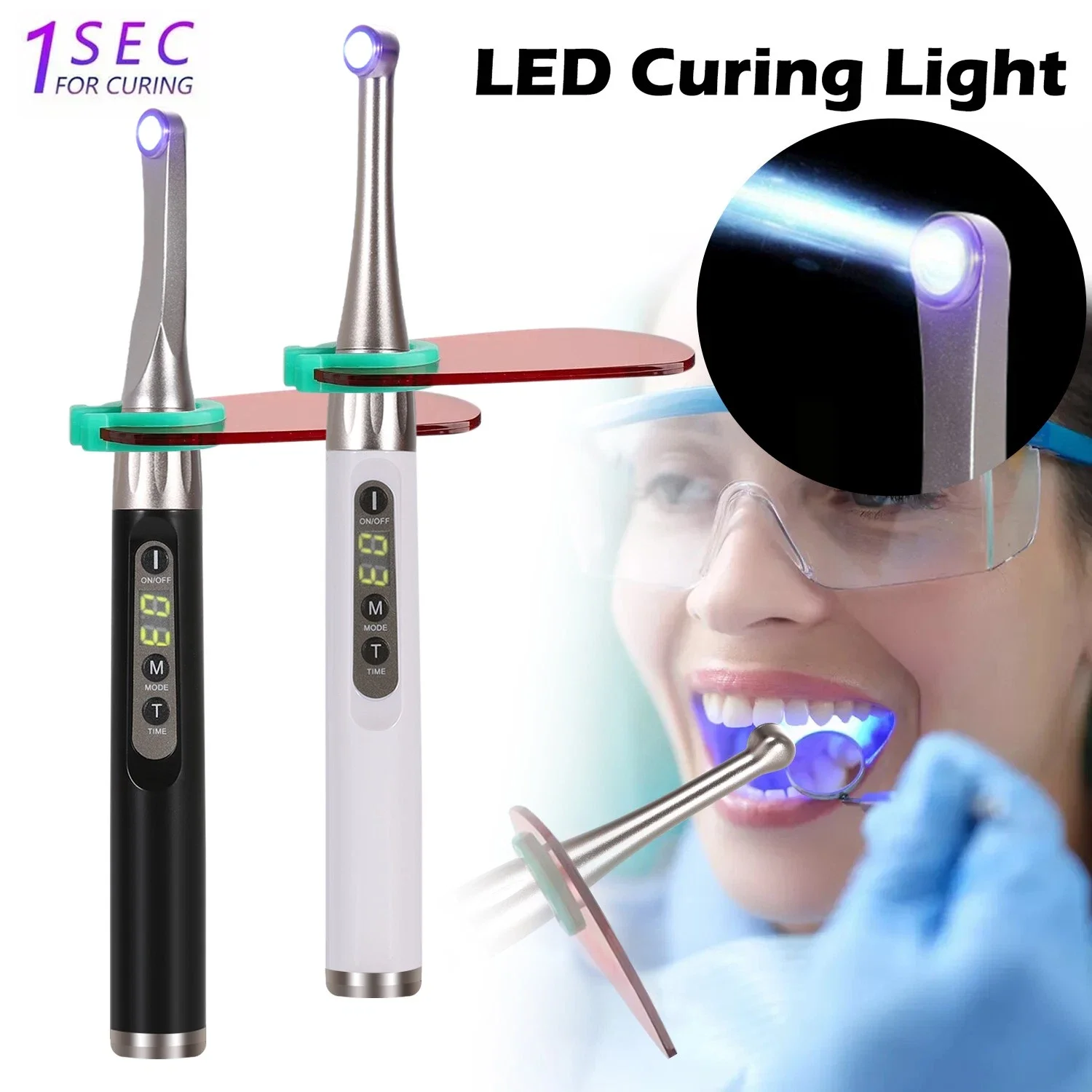 Dental LED-Polymerisationslampe Kabellos 1-Sekunden-Härtung 2500mW/c ㎡ Passend für Woodpecker