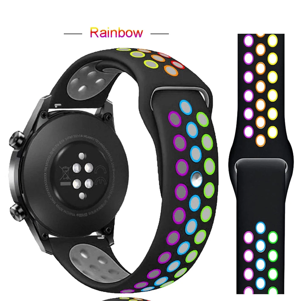 Rainbow Strap for Xiaomi Huami Amazfit Neo Breathable Silicone WatchBands for Huami Amazfit GTS GTR3 BIP Lite 20mm 22mm Bracelet