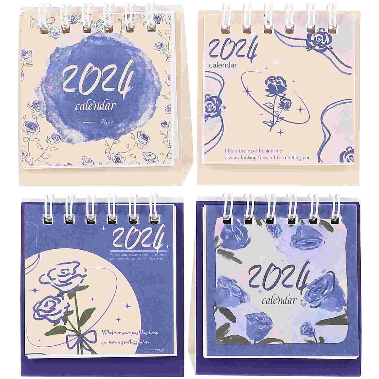 4 Pcs Flip Desktop Calendar Stand up Calendars Daily Use Standing Decorate Household