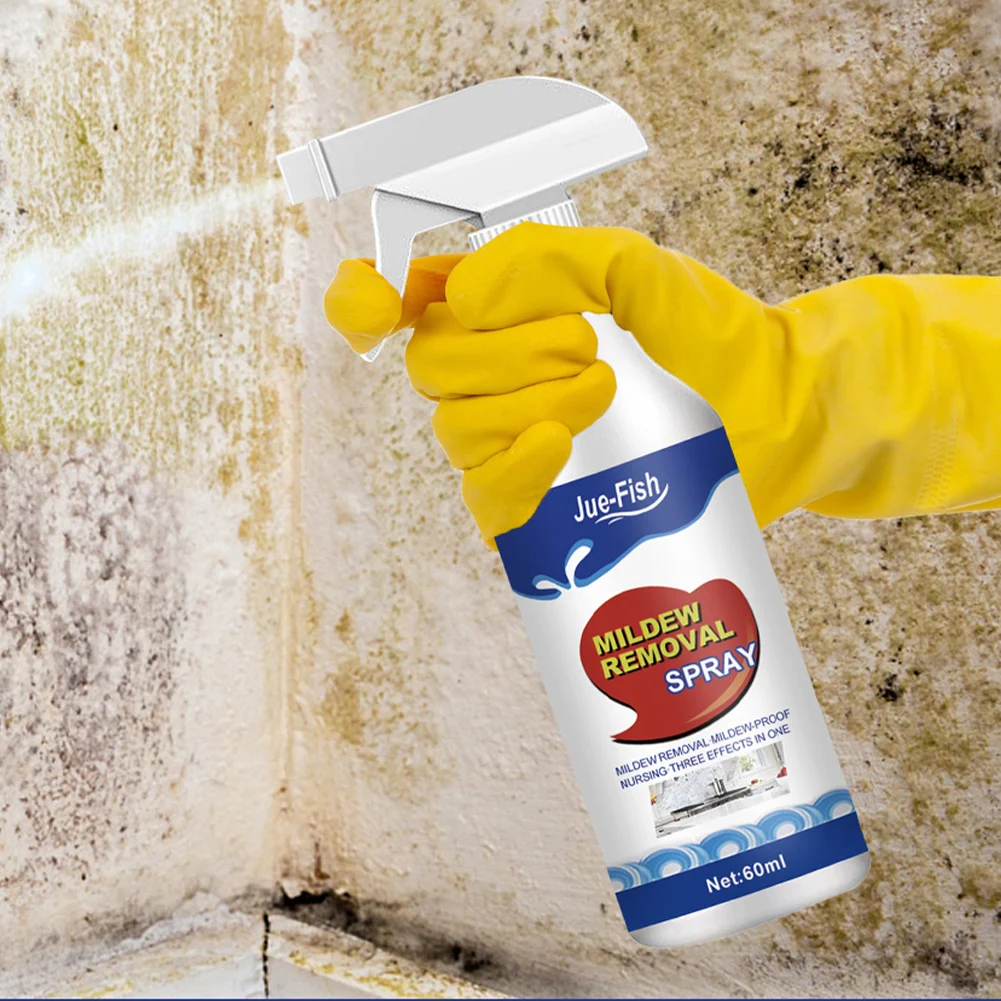 60ML Mildew Removal Spray Powerful Bathroom Mould Cleaner Remover Spray Multipurpose Cleaning Foam for Wall Tiles Bathtubs