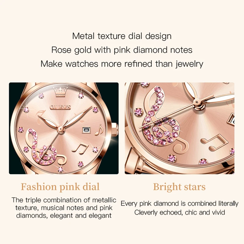 OLEVS Luxury Women Watch Set Ceramic Strap Date Luminous Hands Waterproof Ladies Quartz Watches, With Bracelet Necklace Gift Box