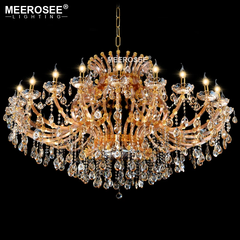 

Luxurious Amber Crystal Chandelier Indoor Lighting Maria Theresa Home Light for Hotel Project Restaurant Lustres Luminaria Lamp