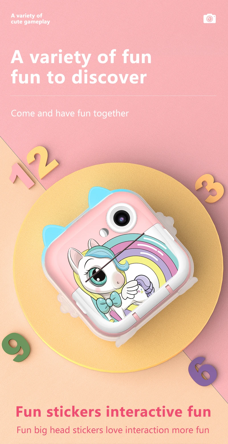 New Children Digital Mini Camera Screen Instant Print Photograph Video Thermal Paper Bluetooth HD Out Door Kids Brithday Gifts