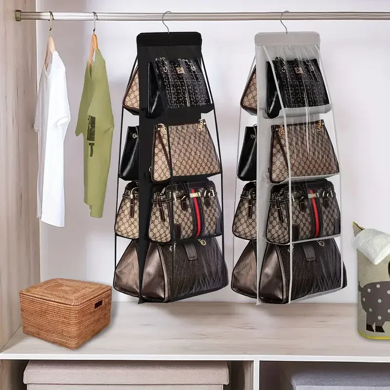 6 Pocket Hanging Handbag Organizer For Wardrobe Closet