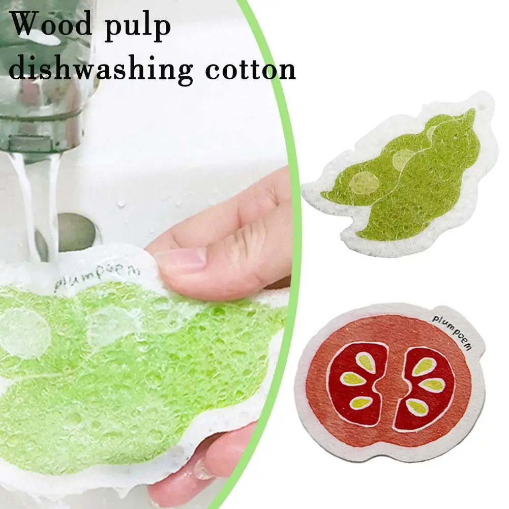 

1 Pcs Kitchen Dishwashing Sponge Scouring Pad Compressed Dish Pulp Wipe Cartoon Cleaning Cloths Pot Sponge Wood Home Tools D0b1