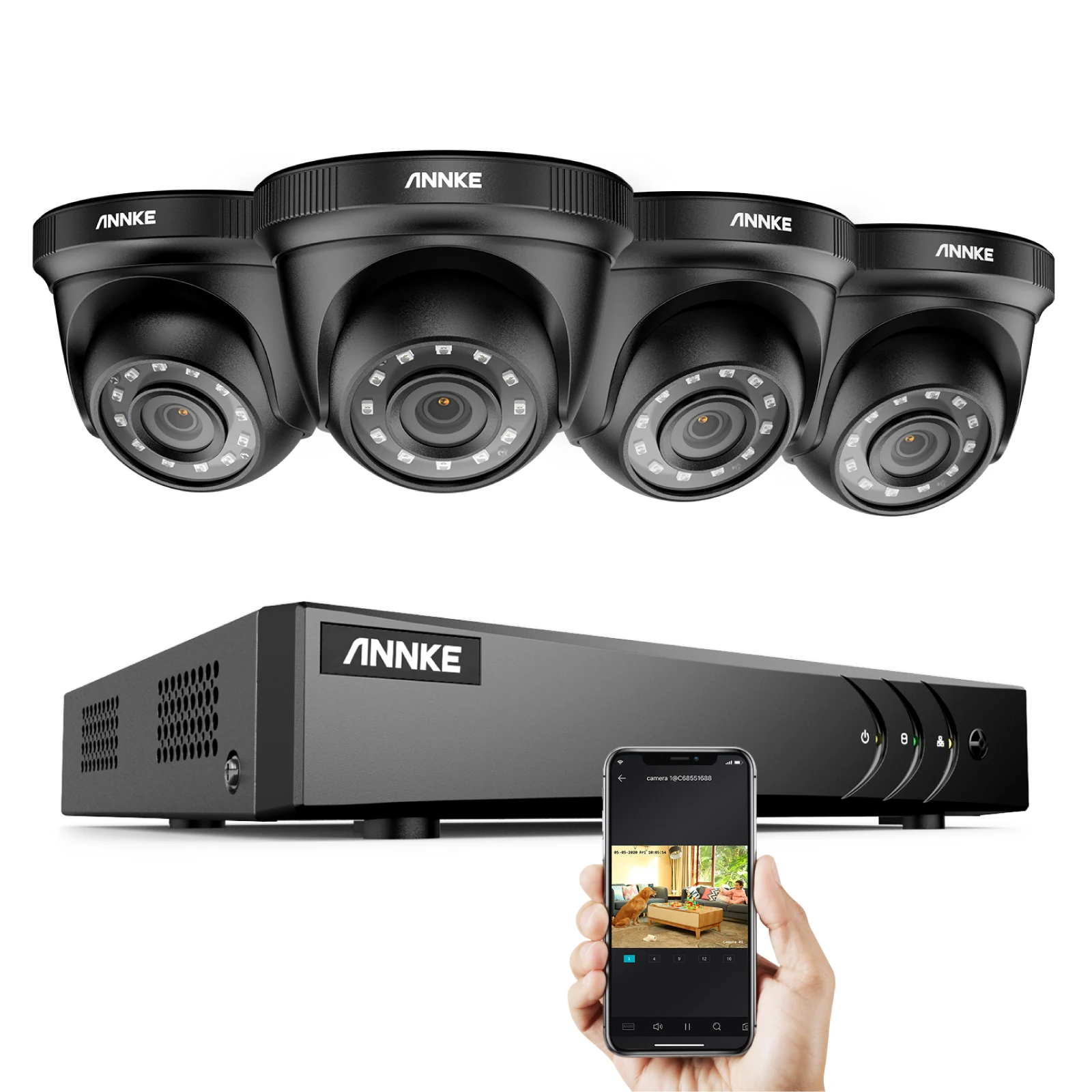ANNKE 8CH 2MP HD Video Security System 5MP Lite H.265+ DVR With 4X 8X Smart IR Weatherproof Dome Surveillance Cameras CCTV Kits dvr dash camera DVR/Dash Cameras