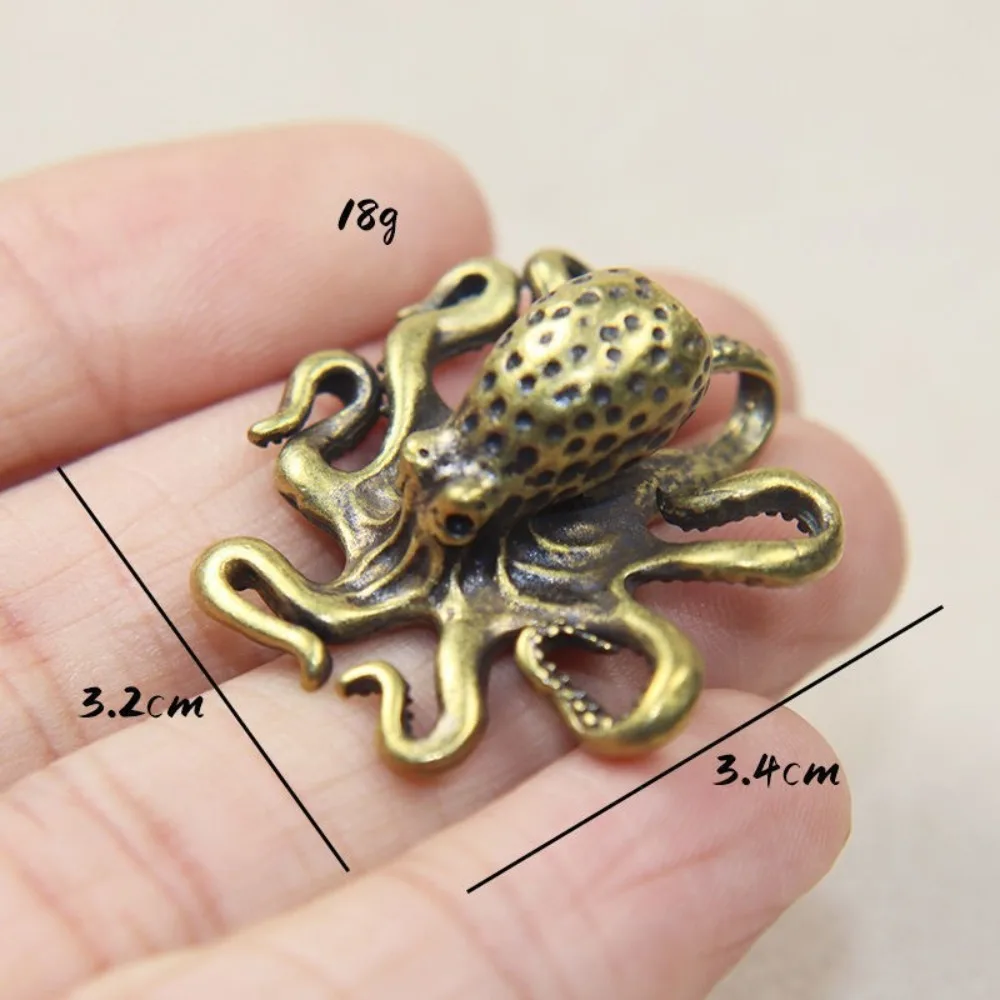 New Antique Octopus Home Decoration Brass Copper Animal Figurines Miniatures Desk Ornament Accessories Creative Table Craft