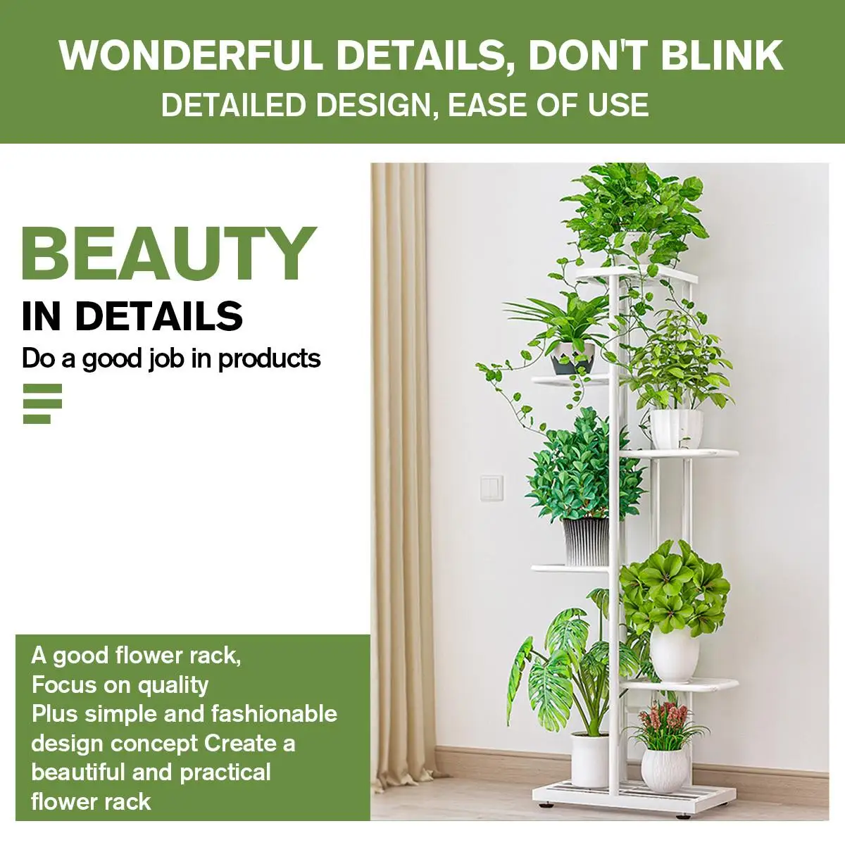Plant Stand Iron Shelves For Plant Multi -Storey Floor -To -Ceiling Balcony Pot Plant Stand Flower Rack Living Room Lobby Display Flower Stand