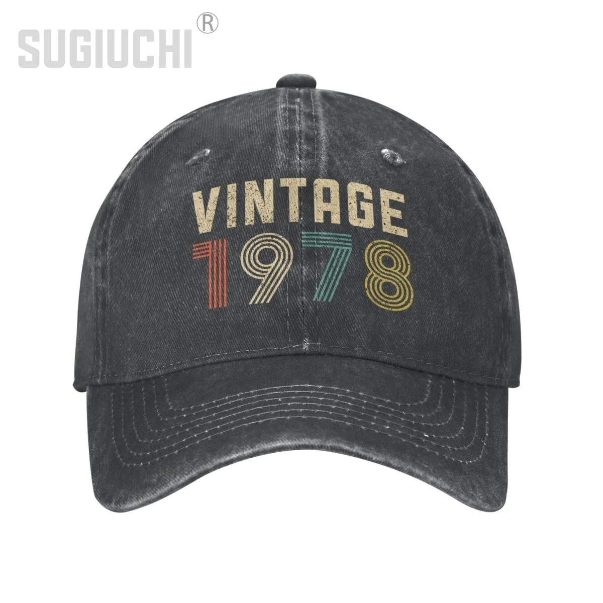 

Unisex Adult VINTAGE 1978 Retro Charcoal Washed Denim Baseball Cap Trucker Hat Born Birthday Gift for Men Women Cotton