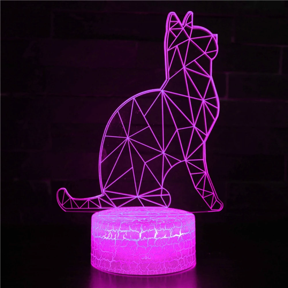 

Акриловая лампа в виде кошки Nighdn, светодиодная лампа для детской комнаты, домашний декор, меняющая цвет ночник, прикроватный столик, подарок на день рождения и Рождество