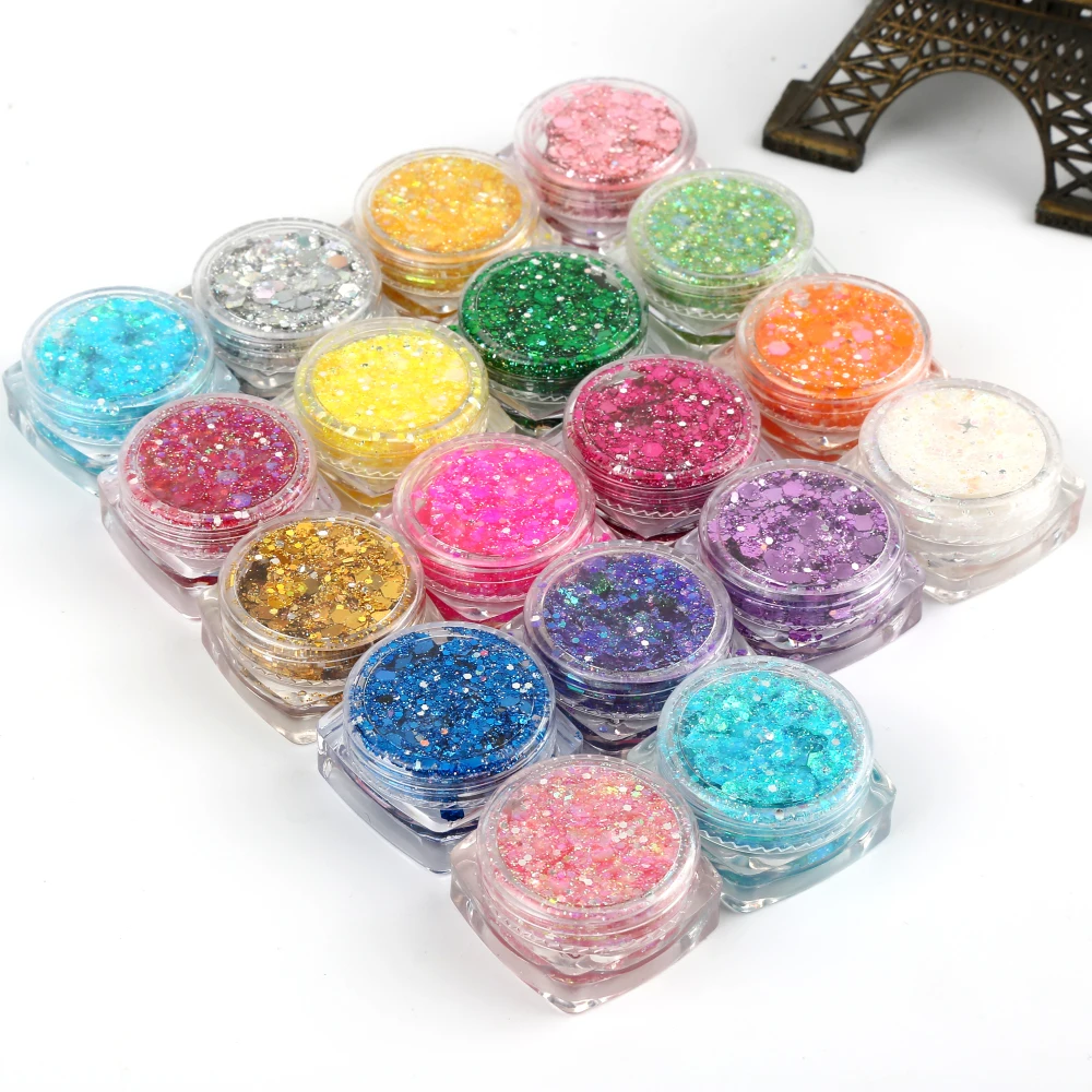 Olografico Fai Da Te Shimmer Nail Hair Body Face Eyeshadow Mermaid Vibrant Party Festival Paillettes Sciolte Paillettes Gel