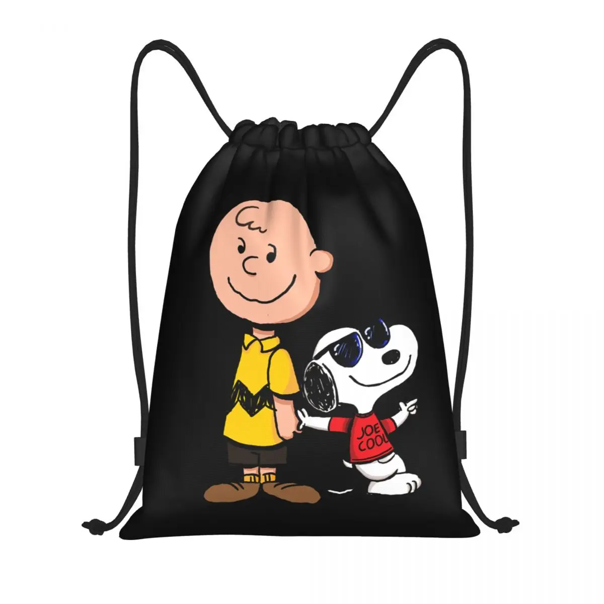 

Custom S-Snoopys Joe Cool Drawstring Backpack Women Men Gym Sport Sackpack Foldable Training Bag Sack