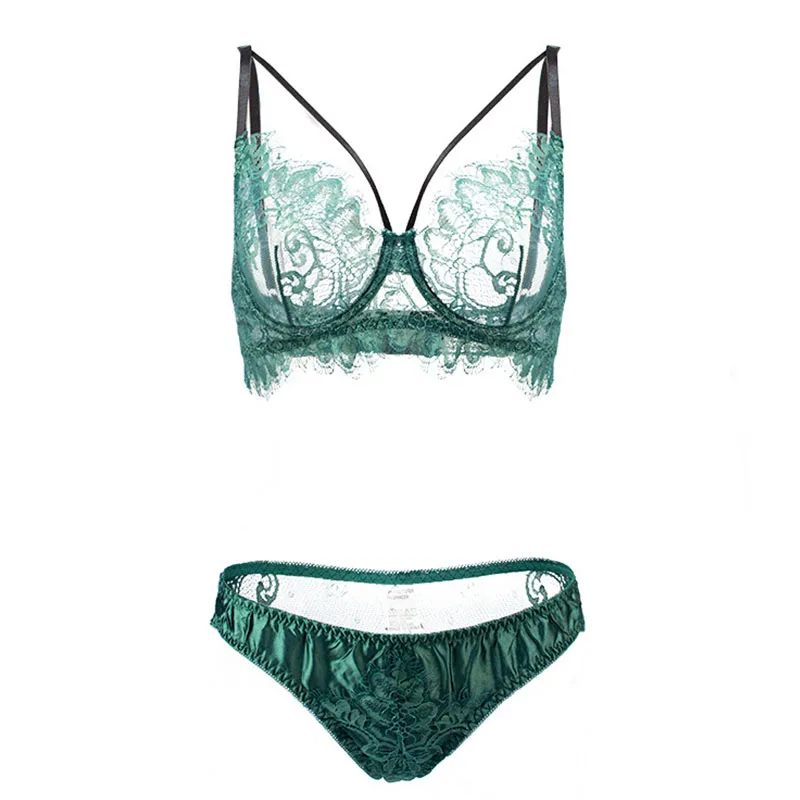 Fine Lingerie For Women Dark Green Full Lace Underwear Underwire Exotic  Sets Transparent Bra Set Women's Underwear Sexy Lingerie