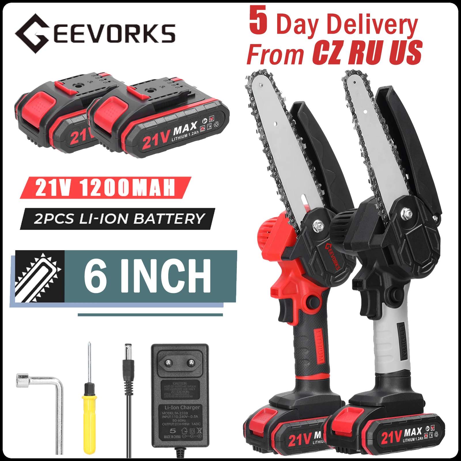 21V Two Battery Mini Electric Pruning Saw Rechargeable Saw Small Wood