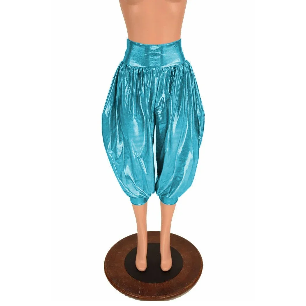 Novelty High Waist Loose Casual Pants Hologram Laser Sissy Sexy Midi Bloomer Pants High Street Unisex Adult Bottoms Clubwear