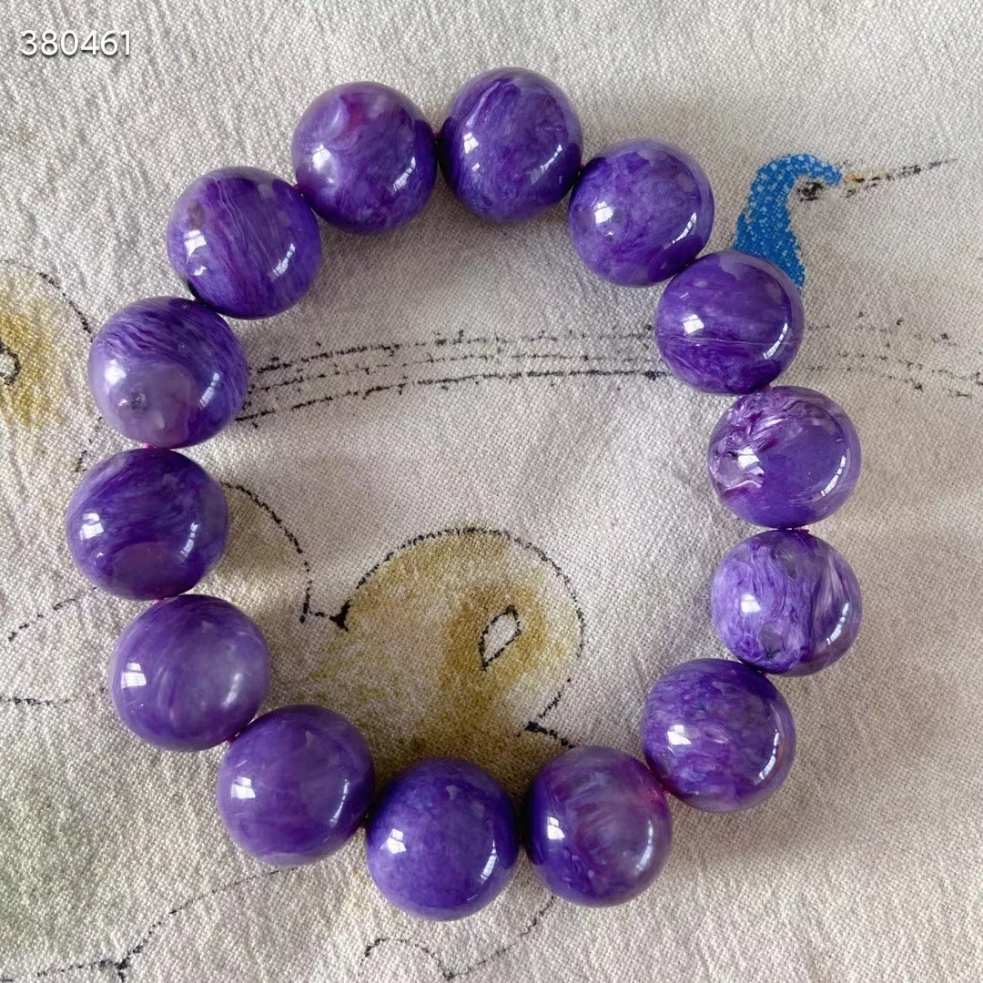

Браслет из натуральных фиолетовых драгоценных камней Charoite, модные круглые бусины в русском стиле, 16 мм для женщин и мужчин AAAAA