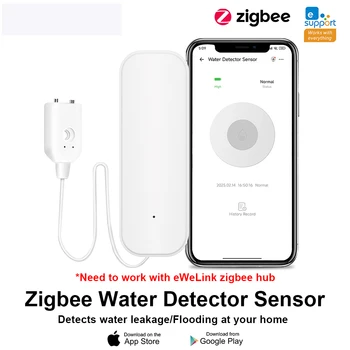 Ewelink Zigbee3.0 Water Sensor Alarm Water Leak Detector Flood Alert Overflow Security Alarm System Works With Zigbee Gateway 1