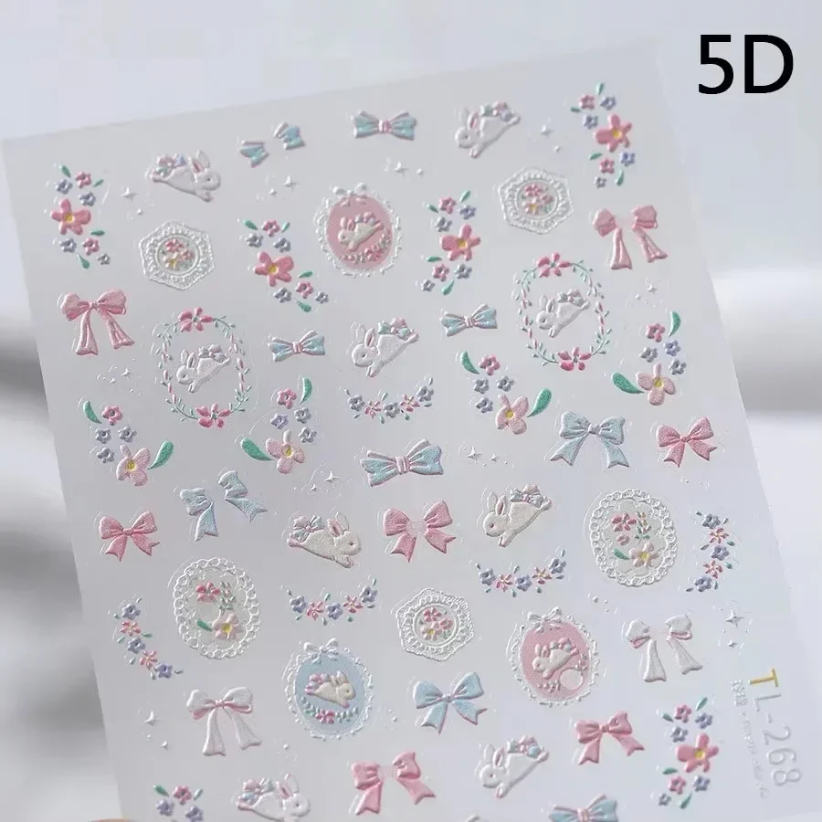Gold Leaf White Flower Bouquet Floral Tulip 5D Nail Art Sticker Decals