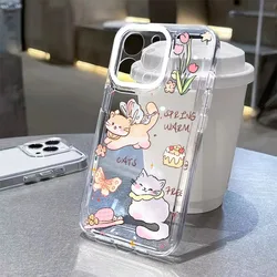 Korean Cute Cat Shockproof Transparent Phone Case - iPhone 12 Mini (-1)