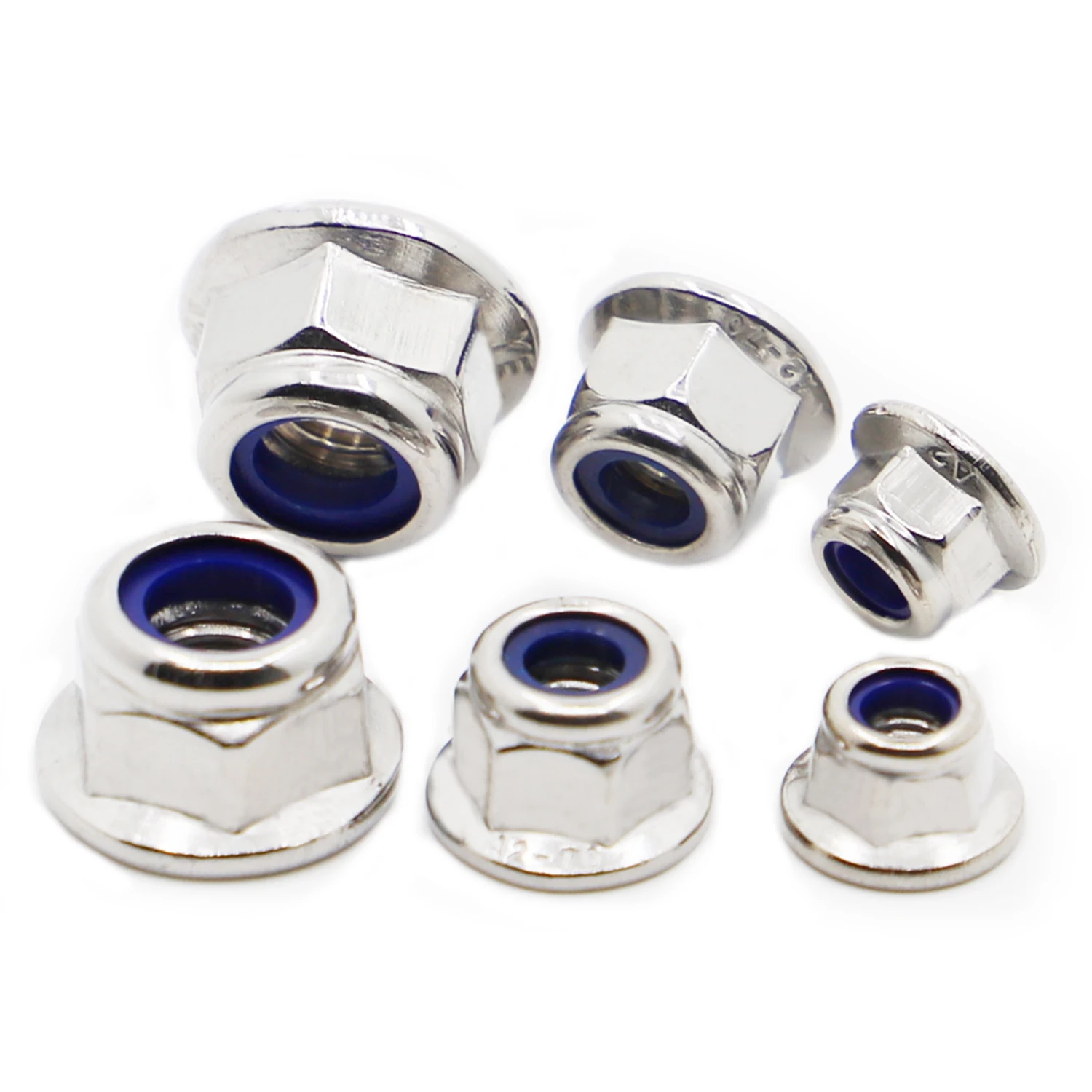 

M3 M4 M5 M6 M8 M10 M12 304 A2-70 Stainless Steel Hex Flange Nylon Insert Lock Nut Self-locking Nylock Locknut