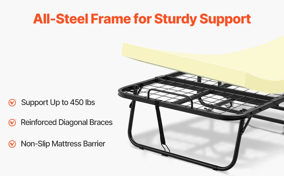 SucceBuy Rollaway Bed 38 in x 75 in Folding Bed with 4in Memory Foam Mattress Portable Twin Size Roll Away Bed for Adults Guest