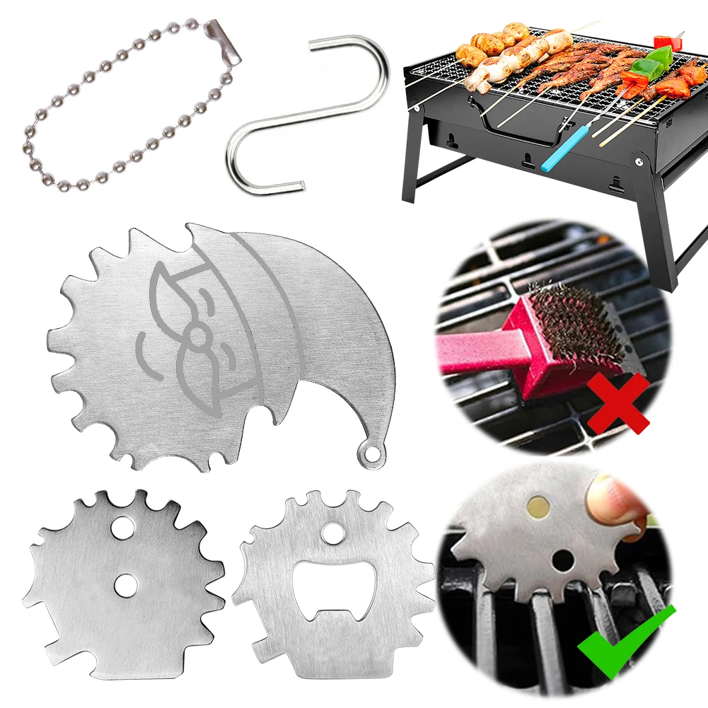 BBQ Grill Scraper Stainless Steel Grills Grate Cleaner Grill Cleaning Scraper Scrubber Tool Camping Accessories