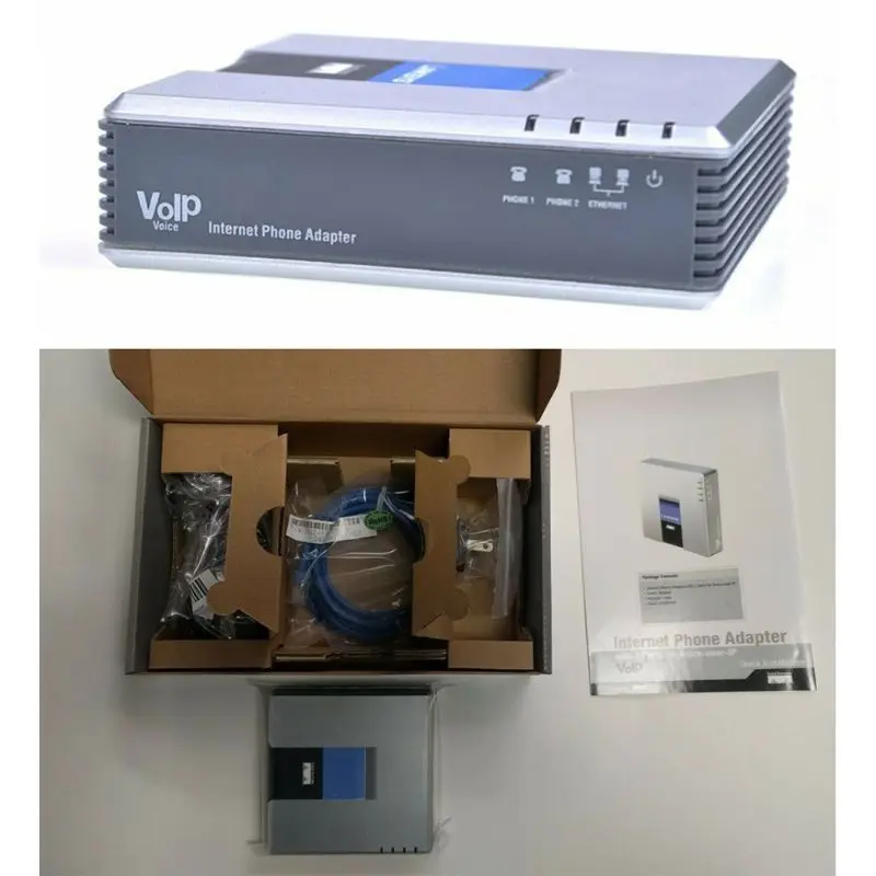 1Set VOIP for Gateway 2 Ports SIP V2 Internet Phone Voice Adapter with Cable